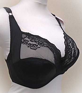 Beishifen /  wygodny miękki biustonosz 95G  czarny  z koronką