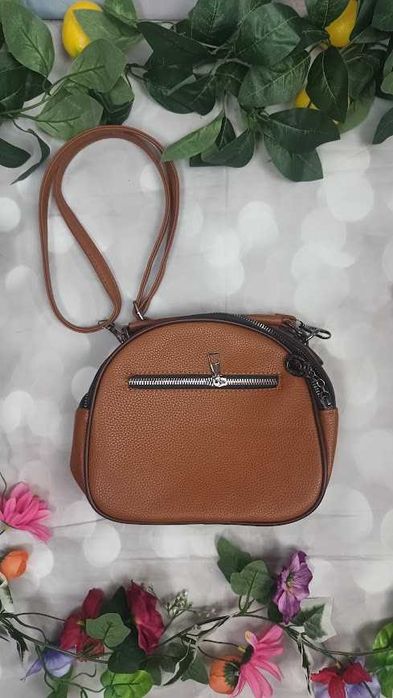 Nowa torebka damska Jingpin – mała, na ramię, z dwoma zamkami, brązowa
