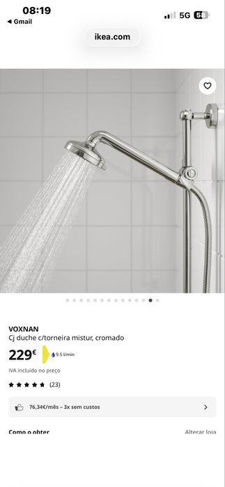 VOXNAN Cj duche c/torneira mistur, cromado