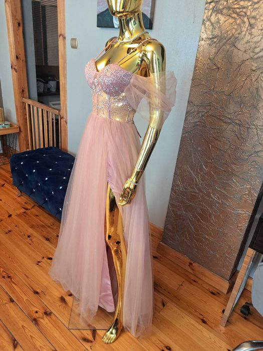 Sukienka na studniówkę gorset+tiul. Princess Pink R38 Polski producent