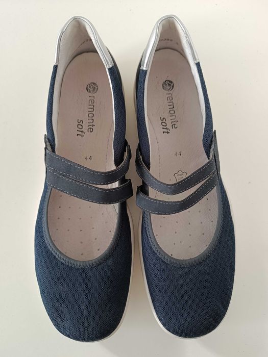 р 43-44 28,5 см сині жіночі шкіряні туфлі мокасини на липучках Remonte