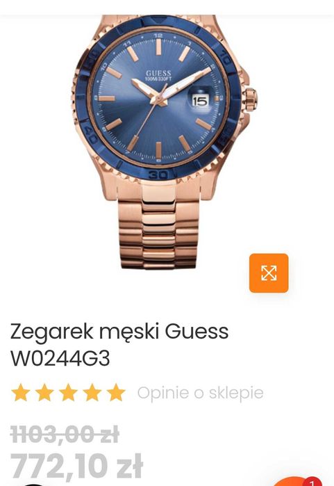 Zegarek męski Guess  W0244G3, nowy.
