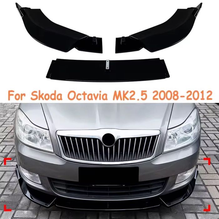 Губа бампер Skoda Octavia накладка на бампер Шкода Октавия юбка бампера сплитер обвес элерон шкода