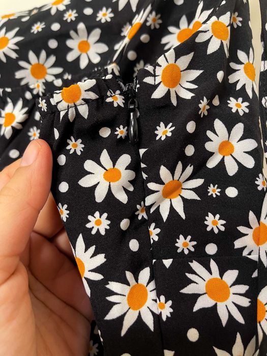 Vestido floral daisies preto curto, Shein, 38