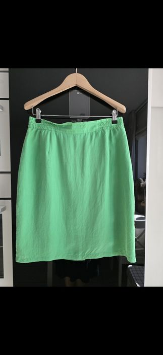 Spódnica jedwabna vintage ołówkowa Betty Barclay r.44 zielona