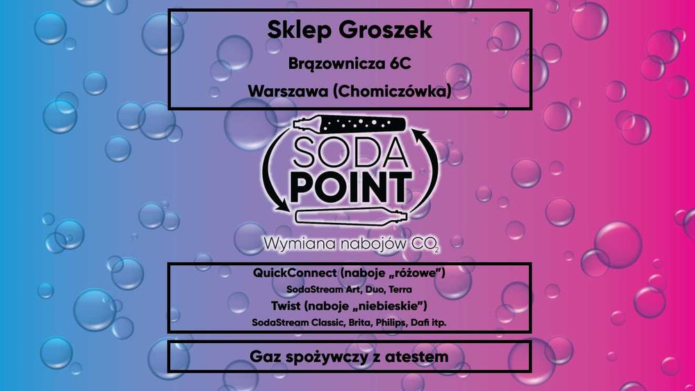 Sodastream Warszawa (Chomiczówka), Brązownicza 6C Wymiana nabojów CO2