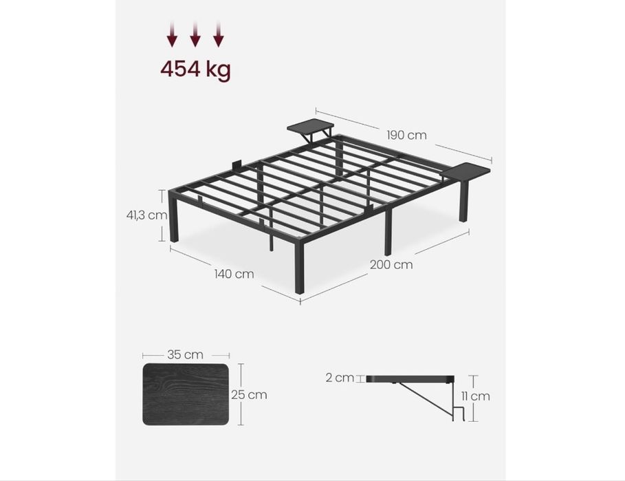 Łóżko gościnne 140x200 stelaż metalowa rama