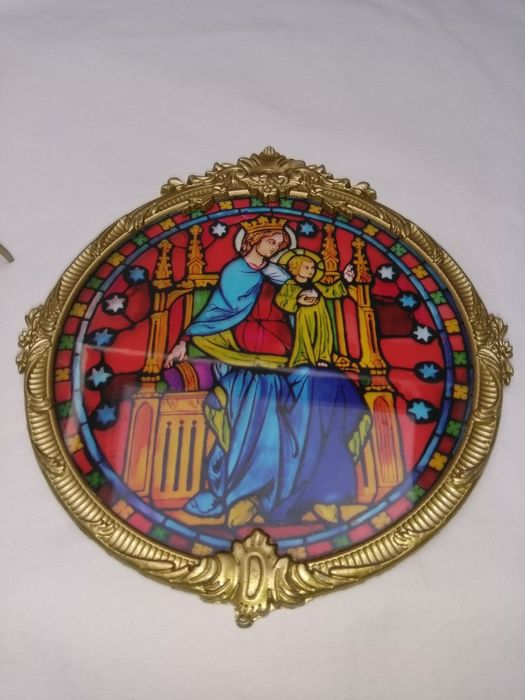 Prato com peanha, decorativo, com imagem