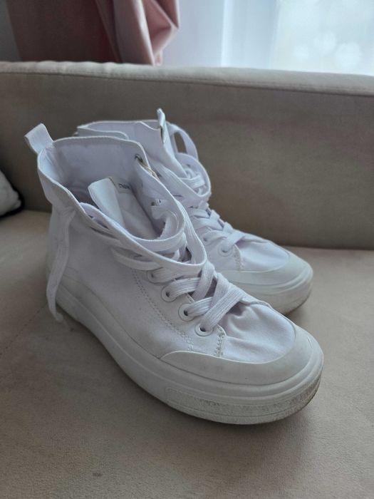 Trampki wysokie białe bawełna Stardivarius sneakers
