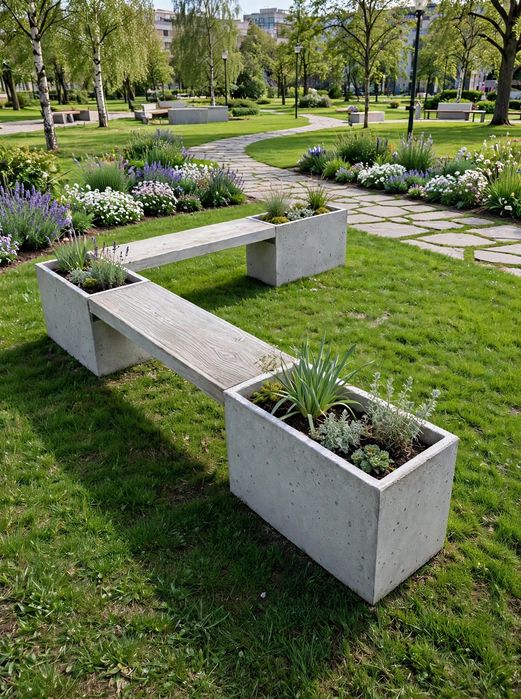 Ławodonica betonowa ławka donice architektoniczne