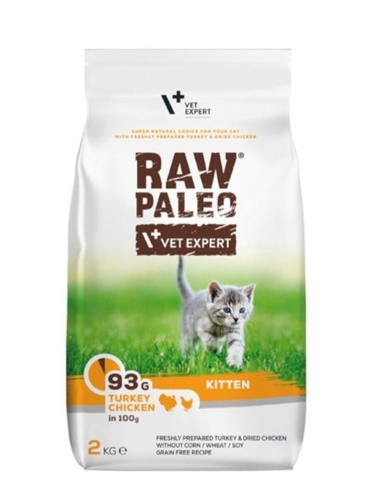 RAW PALEO KITTEN – sucha karma z indykiem i kurczakiem dla kociąt 1kg