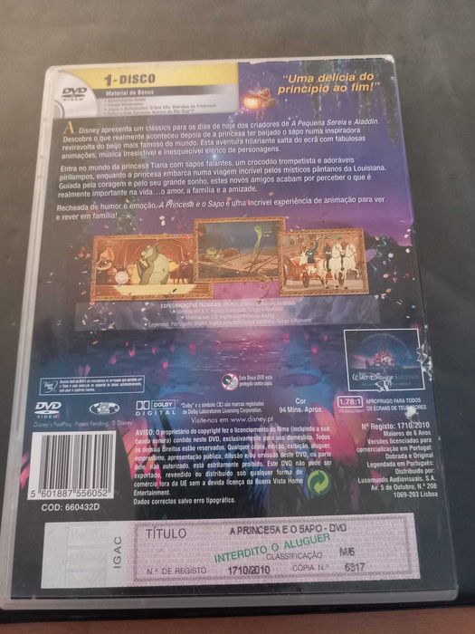 Dvd A PRINCESA e o SAPO Filme Original Disney DOBRADO em PORTUGUÊS