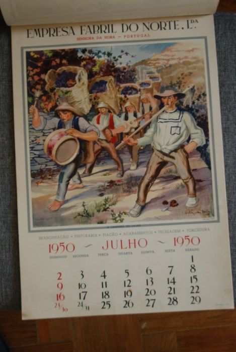 Ilustração "No Lagar" - Calendário de 1950 - EFANOR
