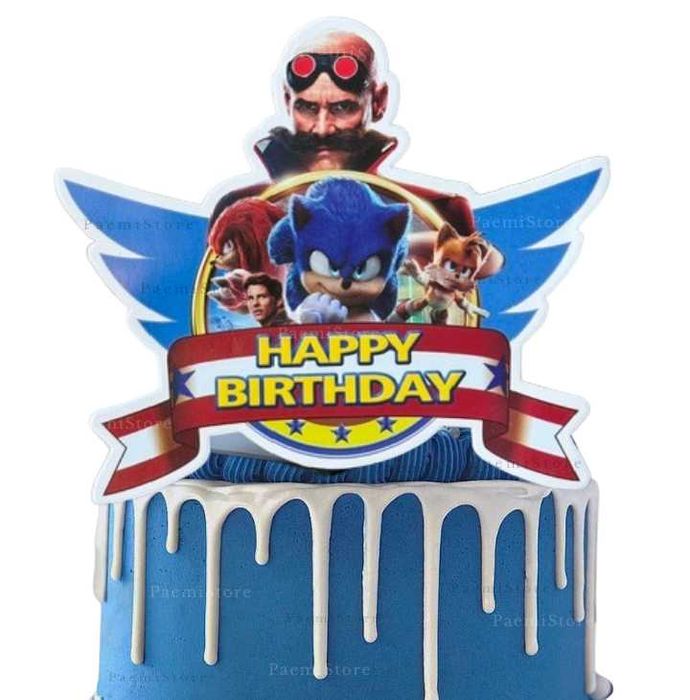 Sonic jeż hedgehog zestaw urodziny balony obrus toppery topper tort