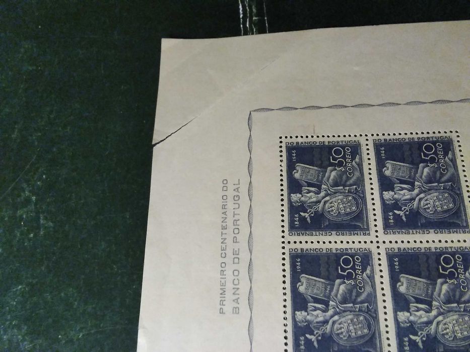 1946 Bloco 1° Centenário Do Banco de Portugal MNH **