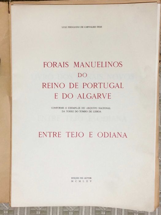 Fascículos dos FORAIS Manuelinos do Reino de Portugal e do Algarve