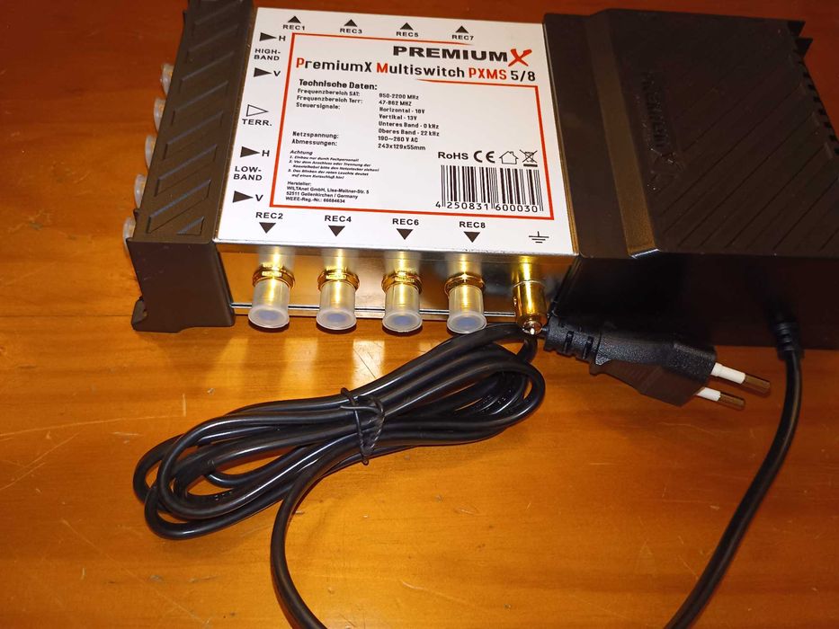 Multiswitch 2 parabólicas, antena terrestre,  ate 8 Receivers/TVs