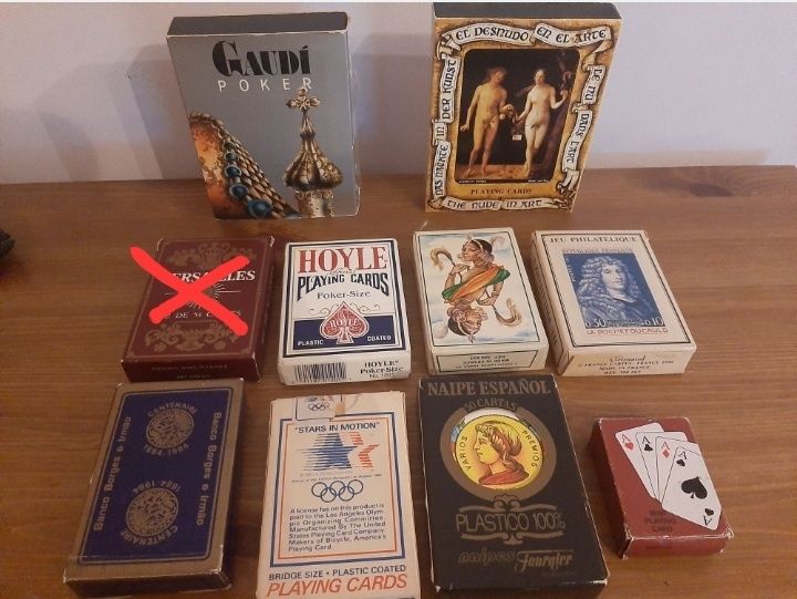 Naipes cartas tarot fournier gaudi caixa madeira baralhos mini baralho