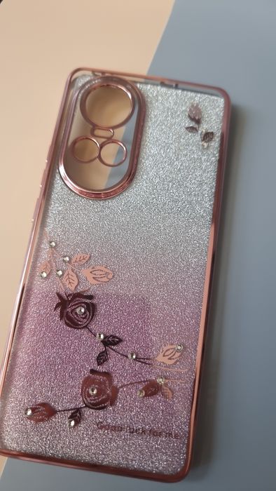 Etui Błyszczące do OPPO Reno 10 / 10 Pro 5G Plecki z Kwiatami case 2w1