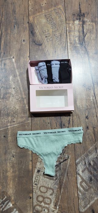 VS komplet stringi damskie bawełna premium koronka L