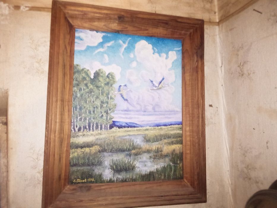 Картина Лебеди масло 40х31см