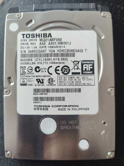 6 dysków 2,5 cala do laptopa każdy po 500gb