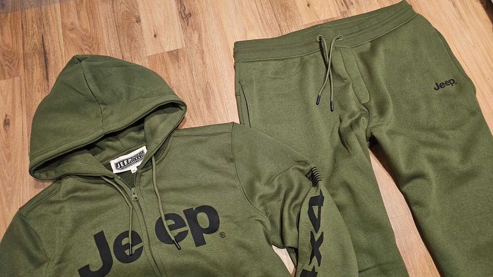 Jeep Dres Kompletny Męski M militarny Khaki bluza i spodnie