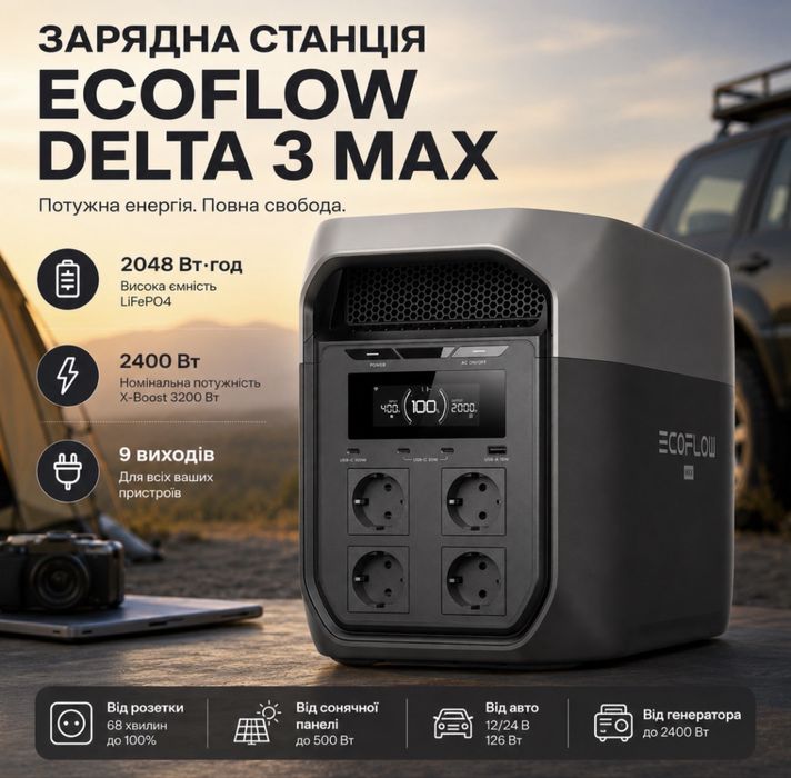 Зарядная станция EcoFlow Delta  3 Мax  DELTA 2 EU розетки