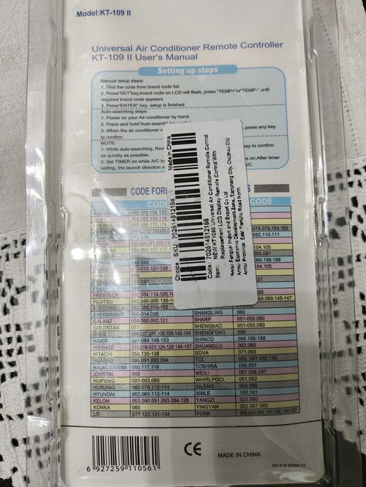 Controle remoto universal para ar condicionado (Novo)