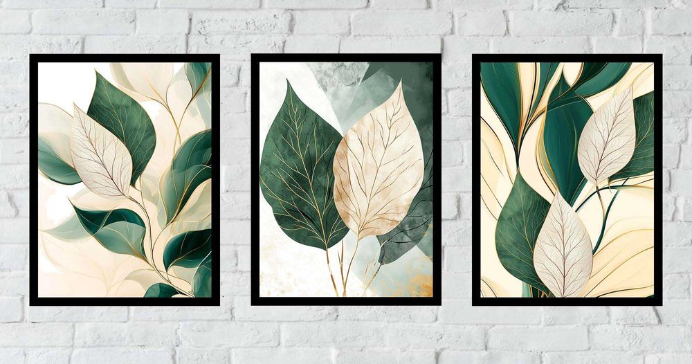 30x40 obrazy w ramie plakaty ramka NATURA BOHO ZIELONE LIŚCIE BOHO