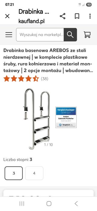 Drabinka basenowa ze stali.nierdzewnej