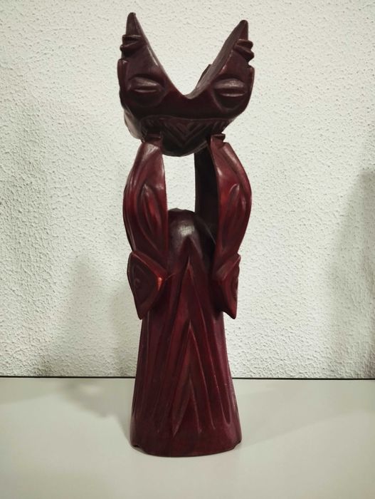 Pack2 Esculturas Africanas Madeira Vermelha–Arte Artesanal Tradicional
