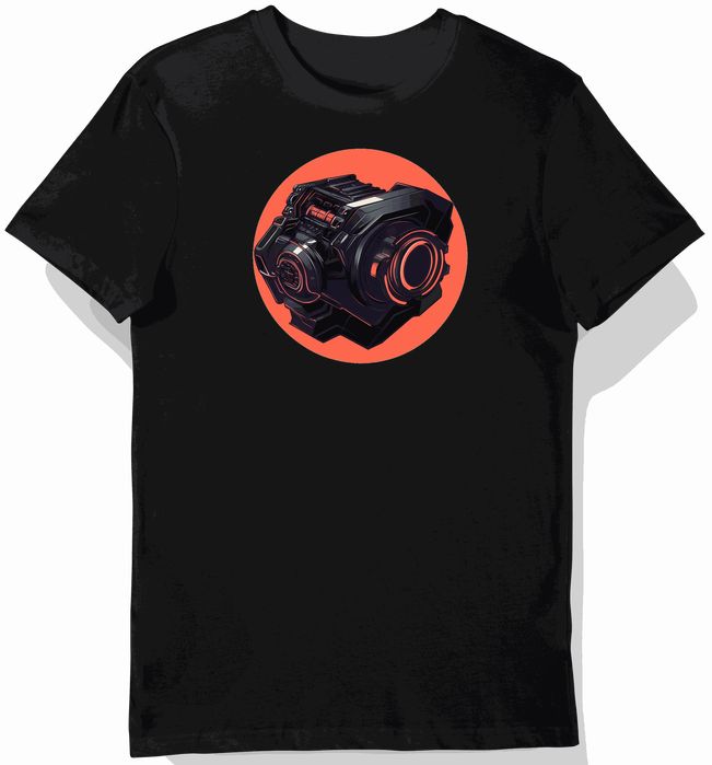 Koszulka męska czarna z dynamicznym wzorem futurystycznego silnika XXL