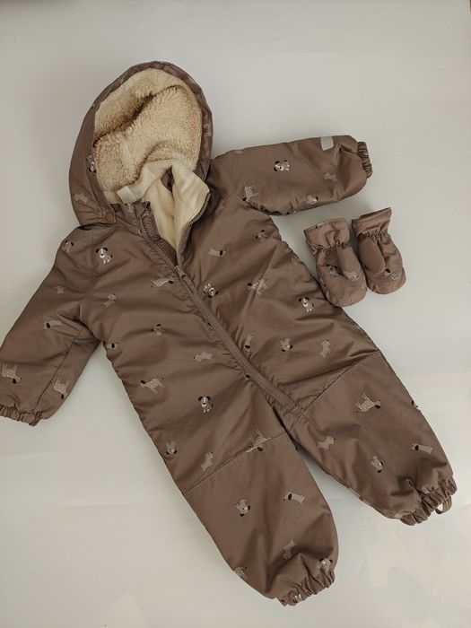 Kombinezon rękawiczki  h&m 86 brązowy pieski