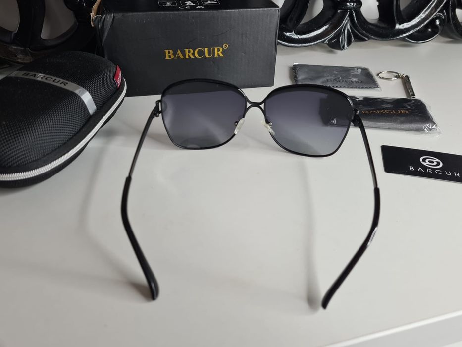 HIT Nowe Damskie Okulary Przeciwsłoneczne BARCUR UV400 Czarne Okazja