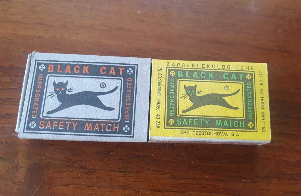 Zapałki kolekcjonerskie Black Cat 2 sztuki PRL