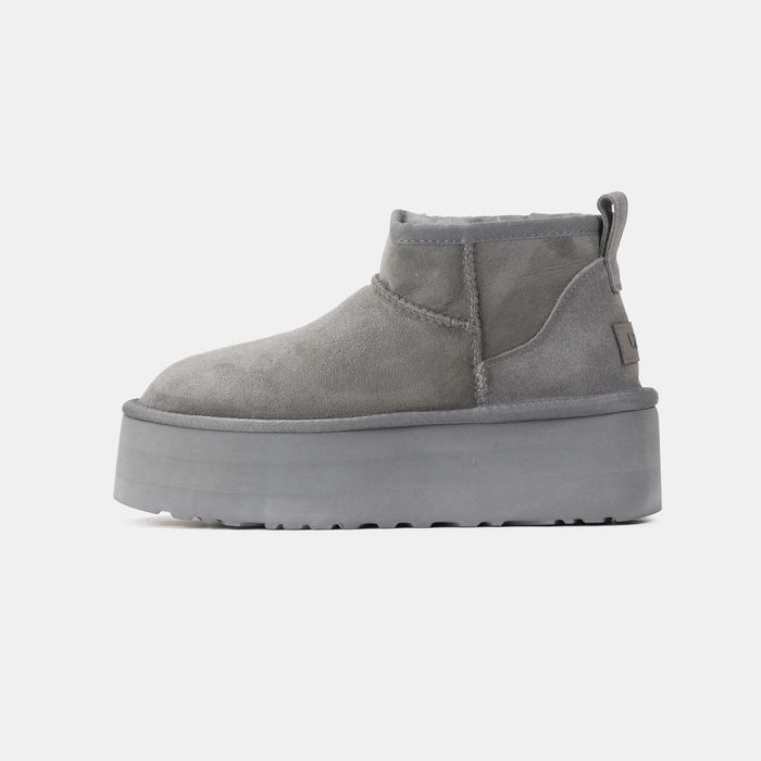 Уггі UGG Ultra Mini Platform Grey premium натуральна замша і овчина