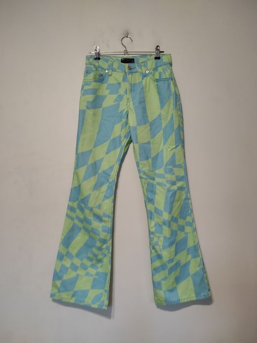 Limonkowe spodnie dzwony asos