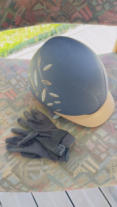 Kask jeździecki dziecięcy 51–53 cm + rękawiczki