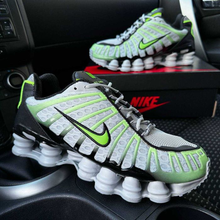 45 розмір кросівки найк шокс сірі зелені nike shox чоловічі