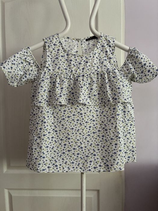 Koszulka bluzka off shoulder kwiatki XL 42 bawełna