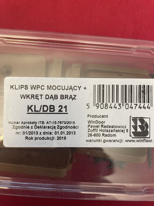 Klips mocujący  do montażu deski tarasowej 21 szt
