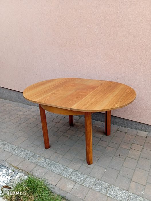 Stół okrągły rozkładany PRL Transport