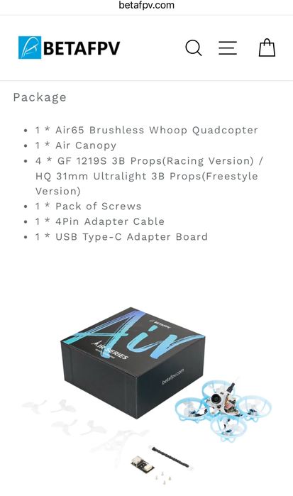 Air65/Air75 5-10бат [новий] ELRS BetaFPV mobula meteor air 65