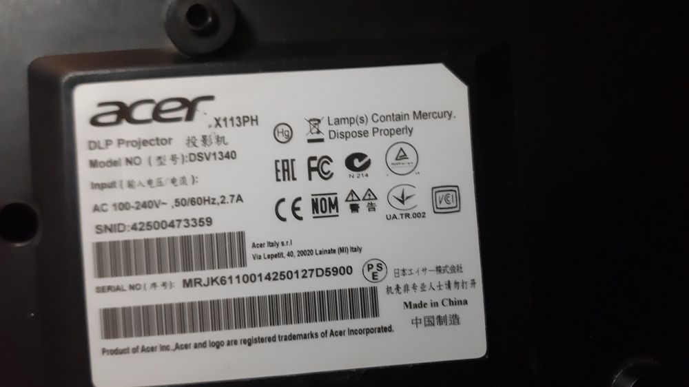 Projetor Acer a funcionar bem