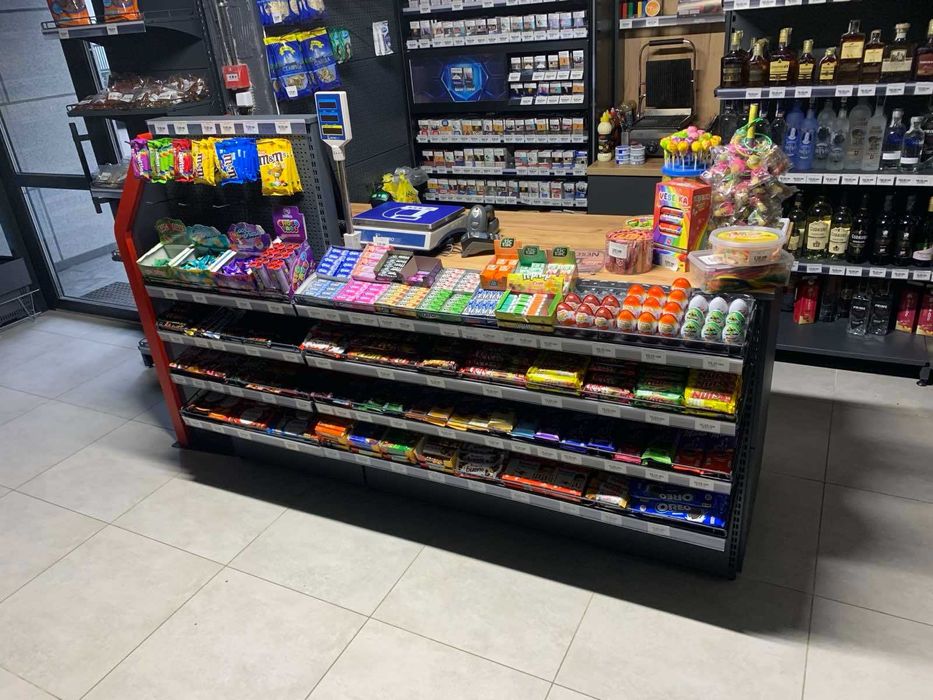 Торгові стелажі. Каса прилавок. Торгове обладнання. Вітрина стелаж