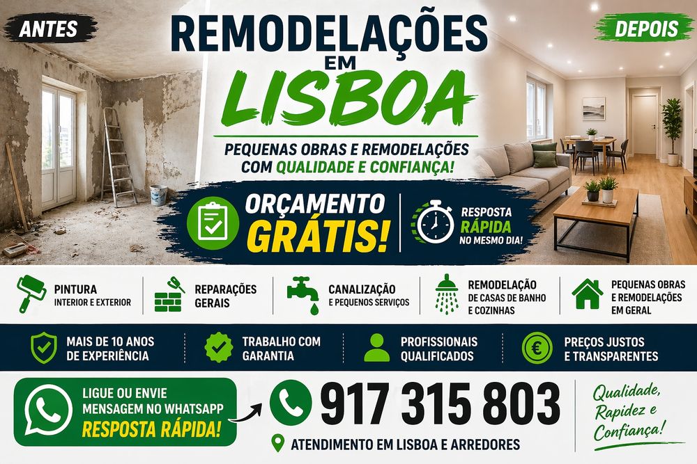 Orçamento Grátis em Lisboa | Remodelações Rápidas