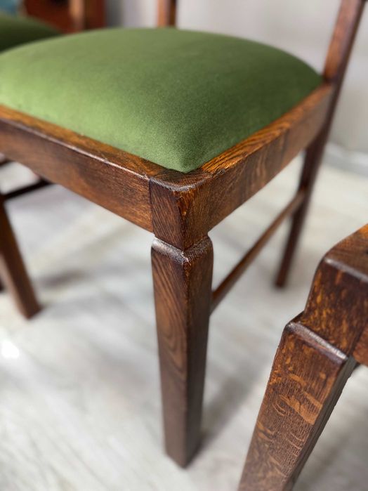 Krzesła Art Deco z lat 30. – komplet 4 sztuk Dąb + orzech