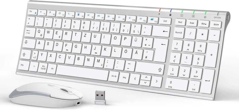 Cienka Klawiatura iClever GK03 2.4G, Srebrna, z Myszką