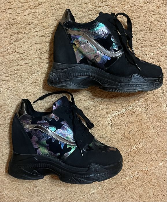 Ботинки кроссовки y2k аниме черные